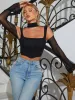 Boning Bell Sleeve Cut Out Mesh Corset Top sold by Parthea Fashion