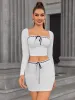 Square Neck Embellished Top&Bodycon Skirt sold by Parthea Fashion