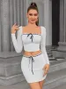 Square Neck Embellished Top&Bodycon Skirt sold by Parthea Fashion