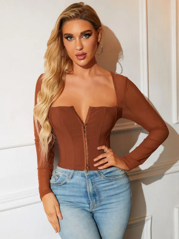 Square Neck Hook And Eye Crop Top sold by Parthea Fashion