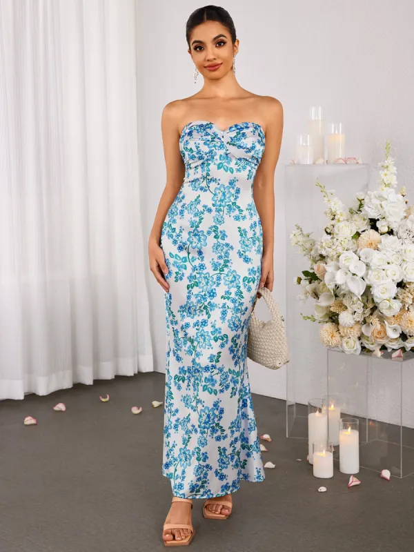 Off Shoulder Ruched Bust Floral Tube Dress sold by Parthea Fashion