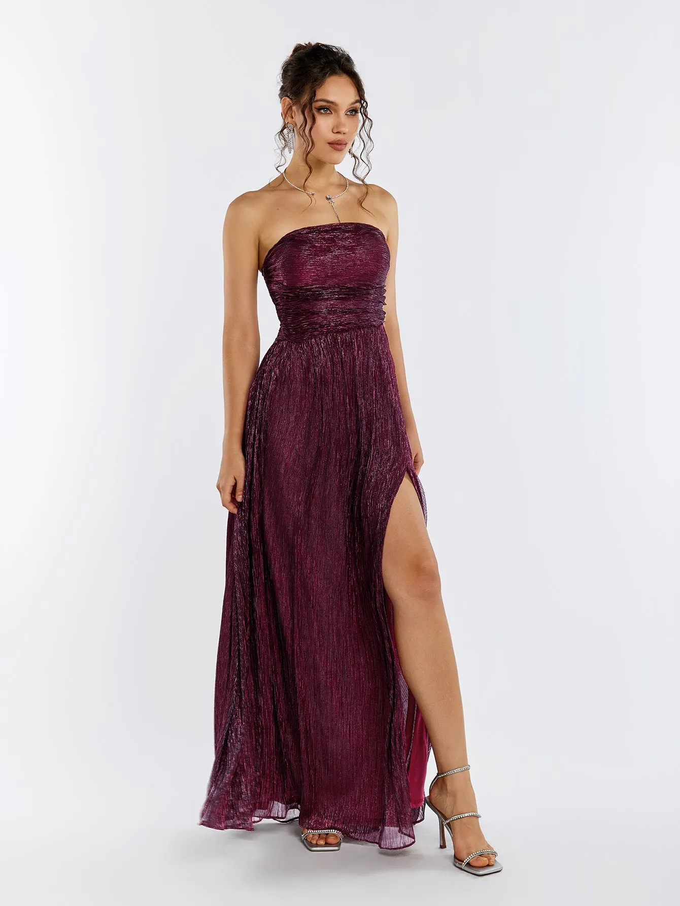 Backless Glitter Tube Maxi Dress sold by Parthea Fashion product image thumbnail 3