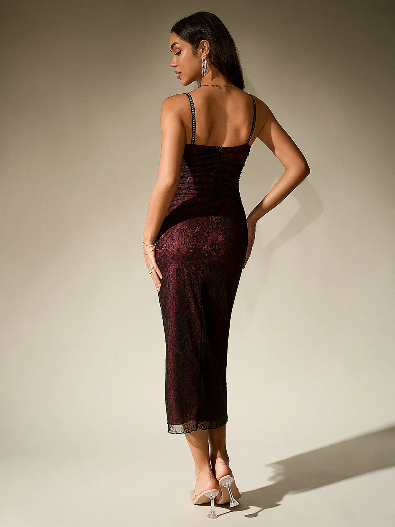 Lace Contrast Ruched Bodycon Dress sold by Parthea Fashion product image thumbnail 2