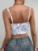 Ruched Bust Tie Front Floral Crop Top sold by Parthea Fashion
