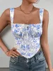 Ruched Bust Tie Front Floral Crop Top sold by Parthea Fashion