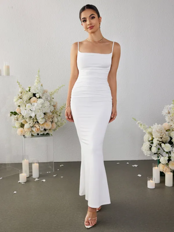 Backless Patchwork Lace Ruched Mermaid Dress sold by Parthea Fashion