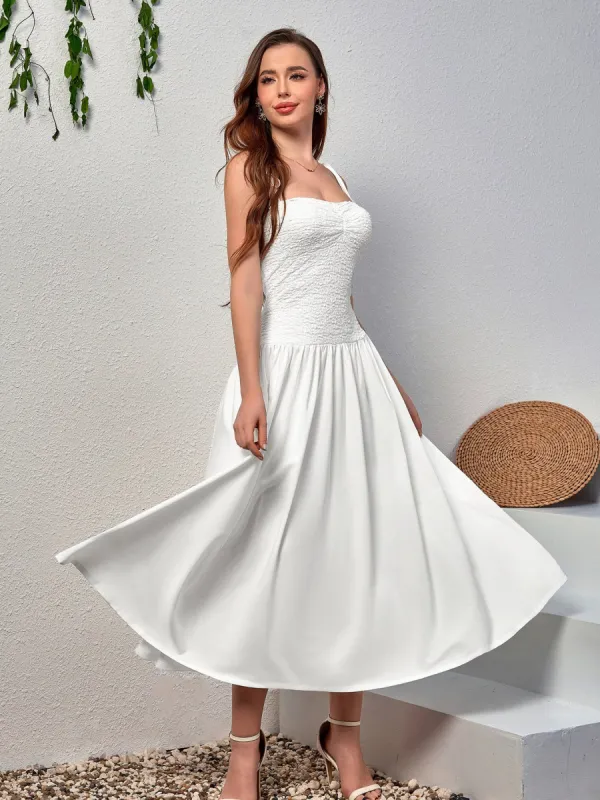 Tie Shoulder Backless Flared Hem Cami Dress sold by Parthea Fashion