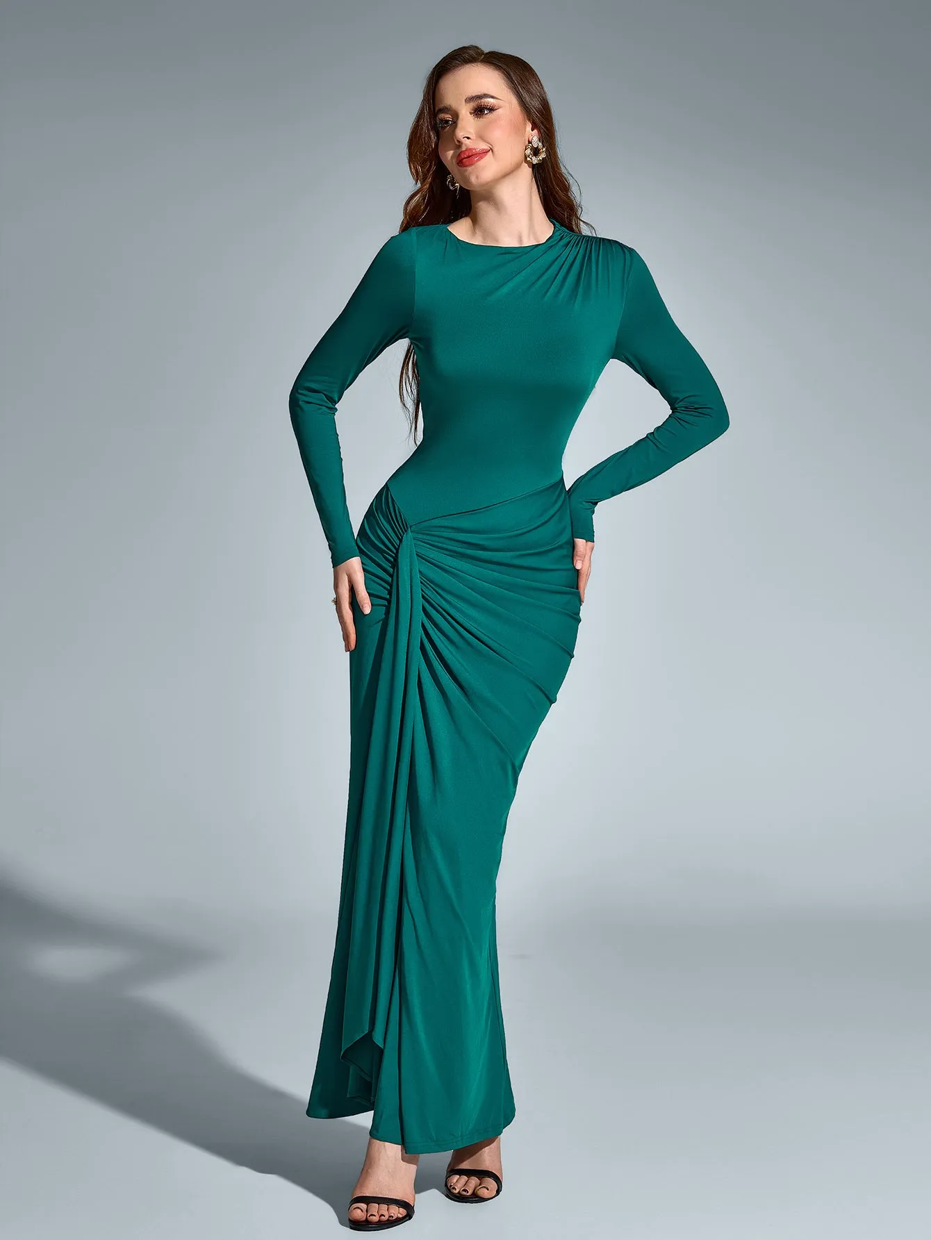 Crisscross Tie Back Ruched Split Thigh Dress sold by Parthea Fashion product image thumbnail 3