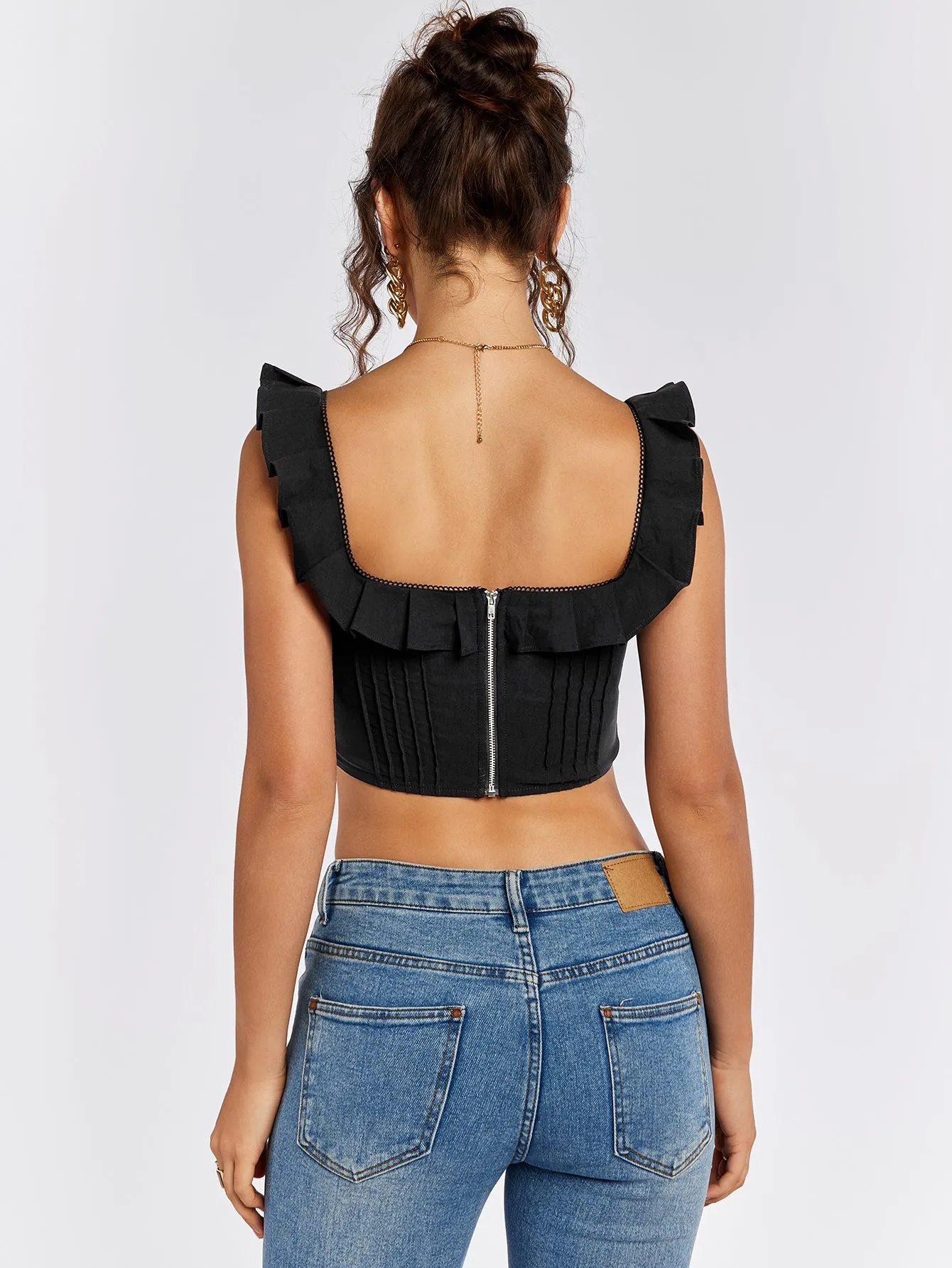 Square Neck Ruffles Asymmetrical Hem Tank Top sold by Parthea Fashion product image thumbnail 2