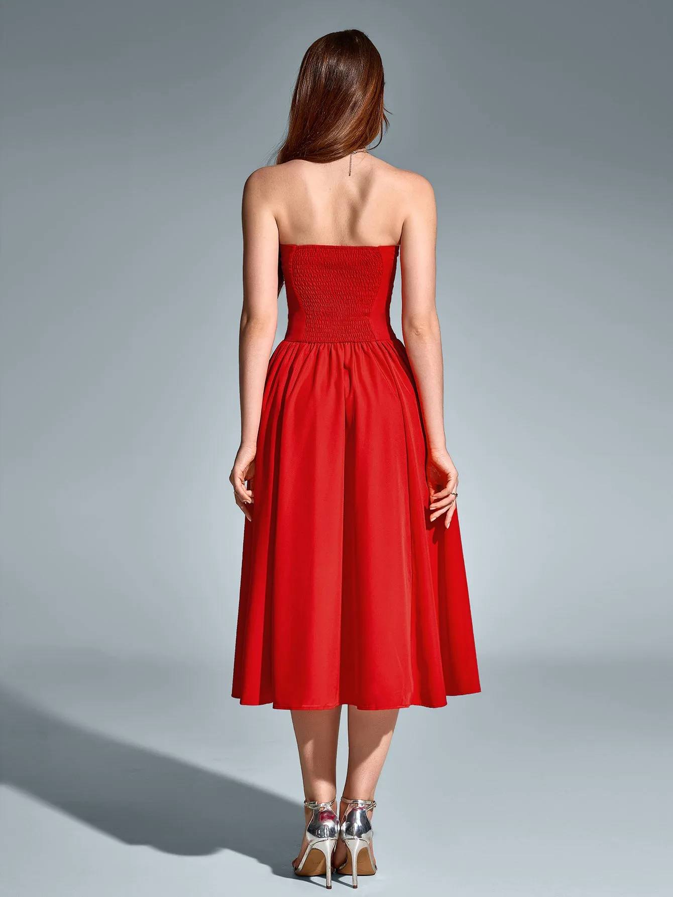 Pleat Corset Flared Hem Midi Dress sold by Parthea Fashion product image thumbnail 2
