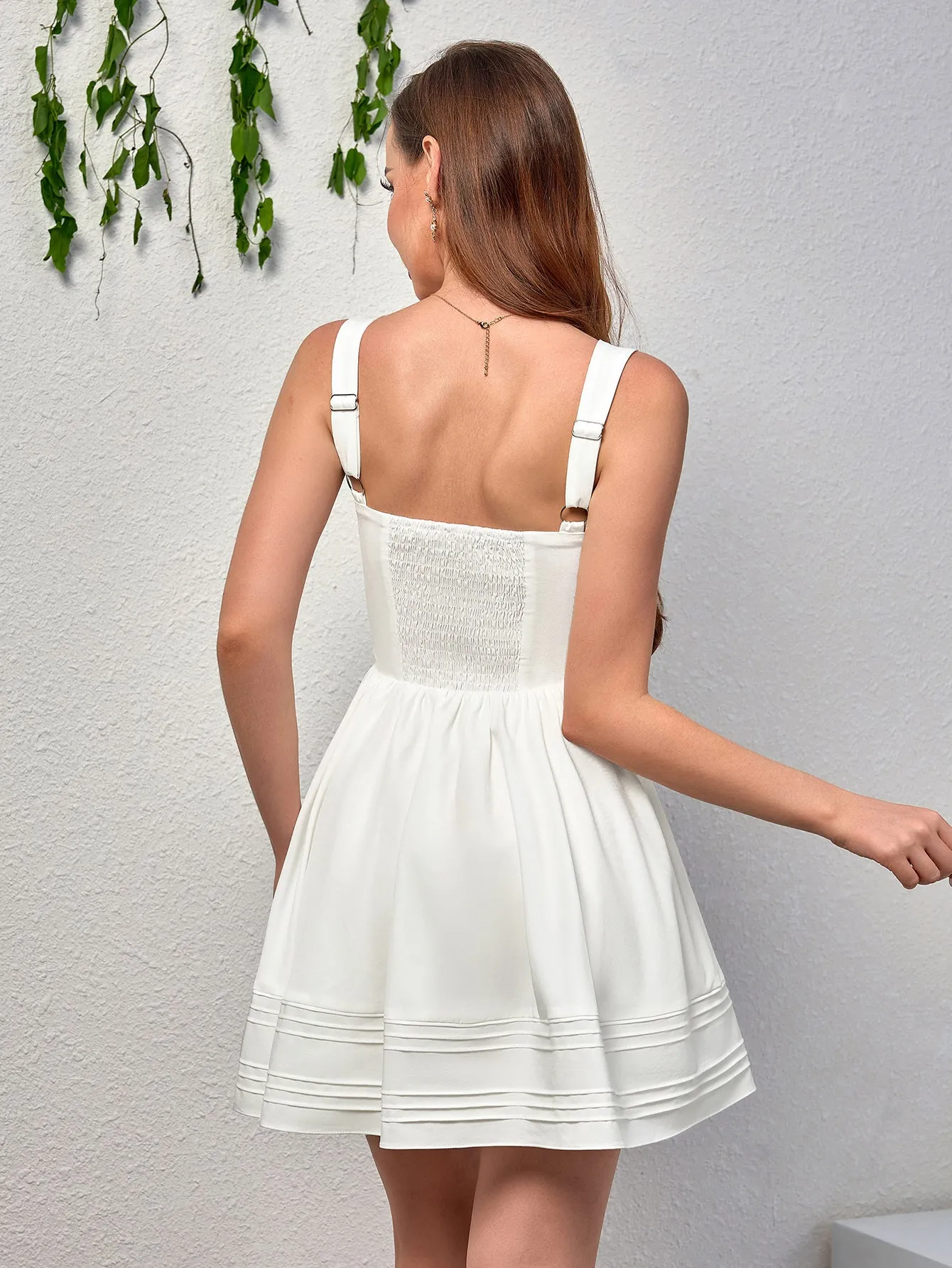 Ruched Bust Tie Front Pleated Hem Cami Dress sold by Parthea Fashion product image thumbnail 2