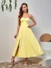 Ruched Bust Split Thigh Maxi Tube Dress sold by Parthea Fashion