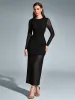 Round Neck Ruched Mesh Bodycon Dress sold by Parthea Fashion