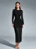 Round Neck Ruched Mesh Bodycon Dress sold by Parthea Fashion