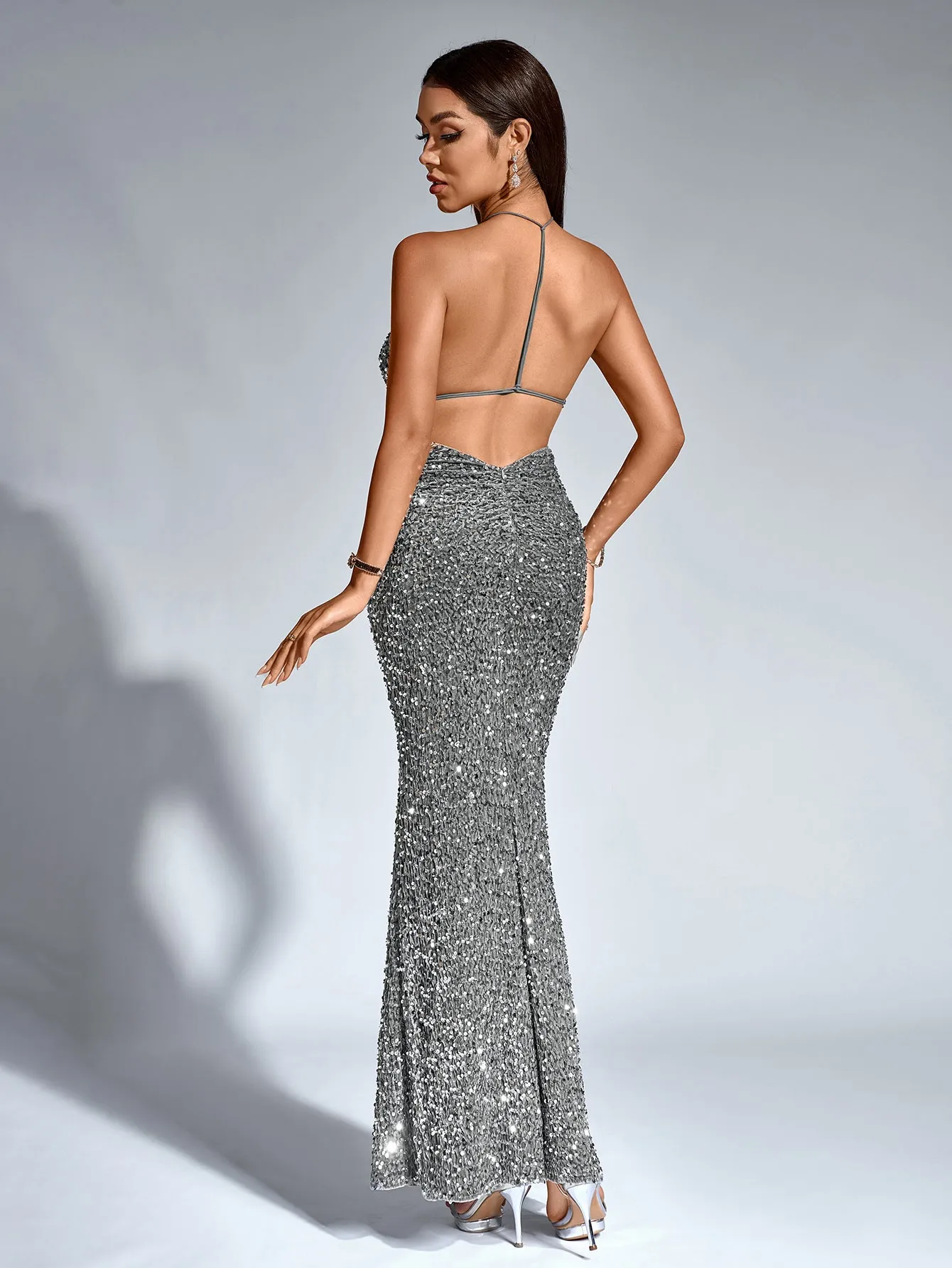 Halter Stereo Flower Sequin Mermaid Dress sold by Parthea Fashion product image thumbnail 2