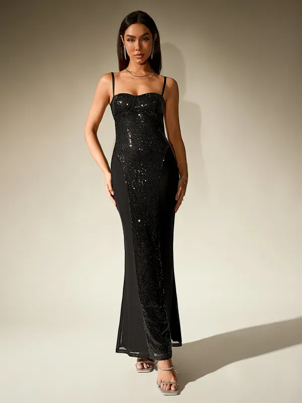 Contrast Sequin Corset Mermaid Bodycon Dress sold by Parthea Fashion