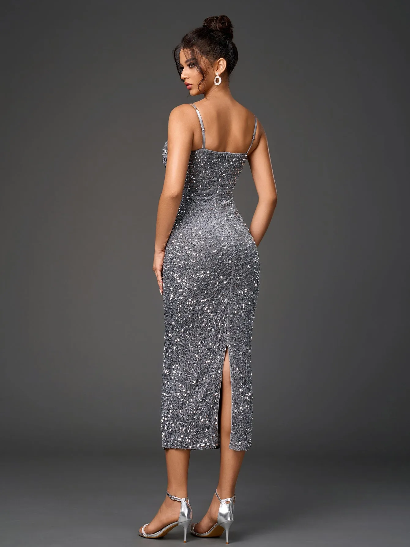 Ruched Bust Glitter Sequin Bodycon Dress sold by Parthea Fashion product image thumbnail 2