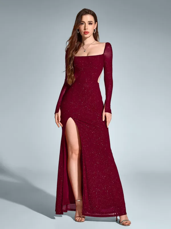 Cut Out Backless Split Thigh Mermaid Hem Glitter Dress sold by Parthea Fashion