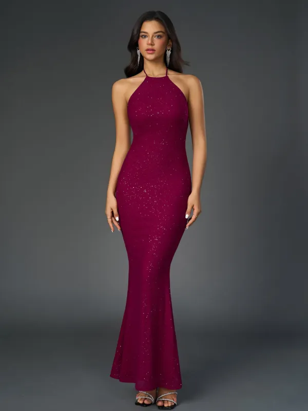 Halter Backless Mesh Sequin Bodycon Dress sold by Parthea Fashion
