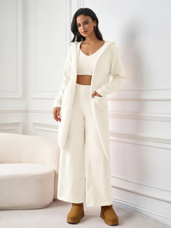 Long Sleeve Pocket Belted Hood Solid Sweater sold by Parthea Fashion