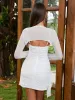 Long Sleeve Ruched Asymmetrical Hem Mini Dress sold by Parthea Fashion