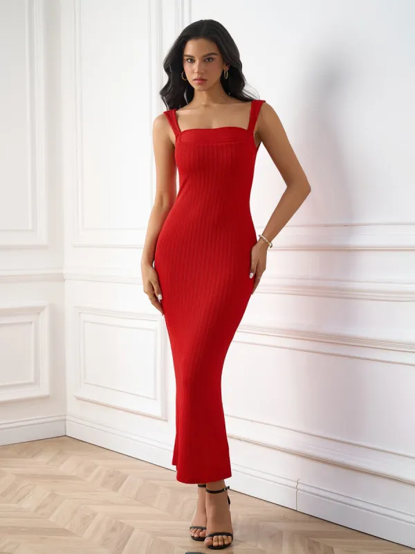 Knit Ribbed Solid Mermaid Dress sold by Parthea Fashion