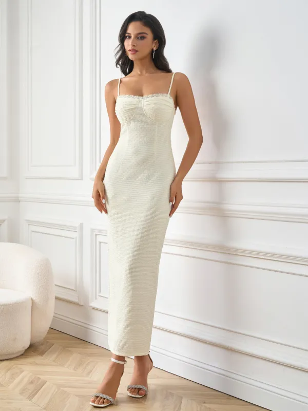 Jacquard Ribbed Lace Solid Bodycon Dress sold by Parthea Fashion