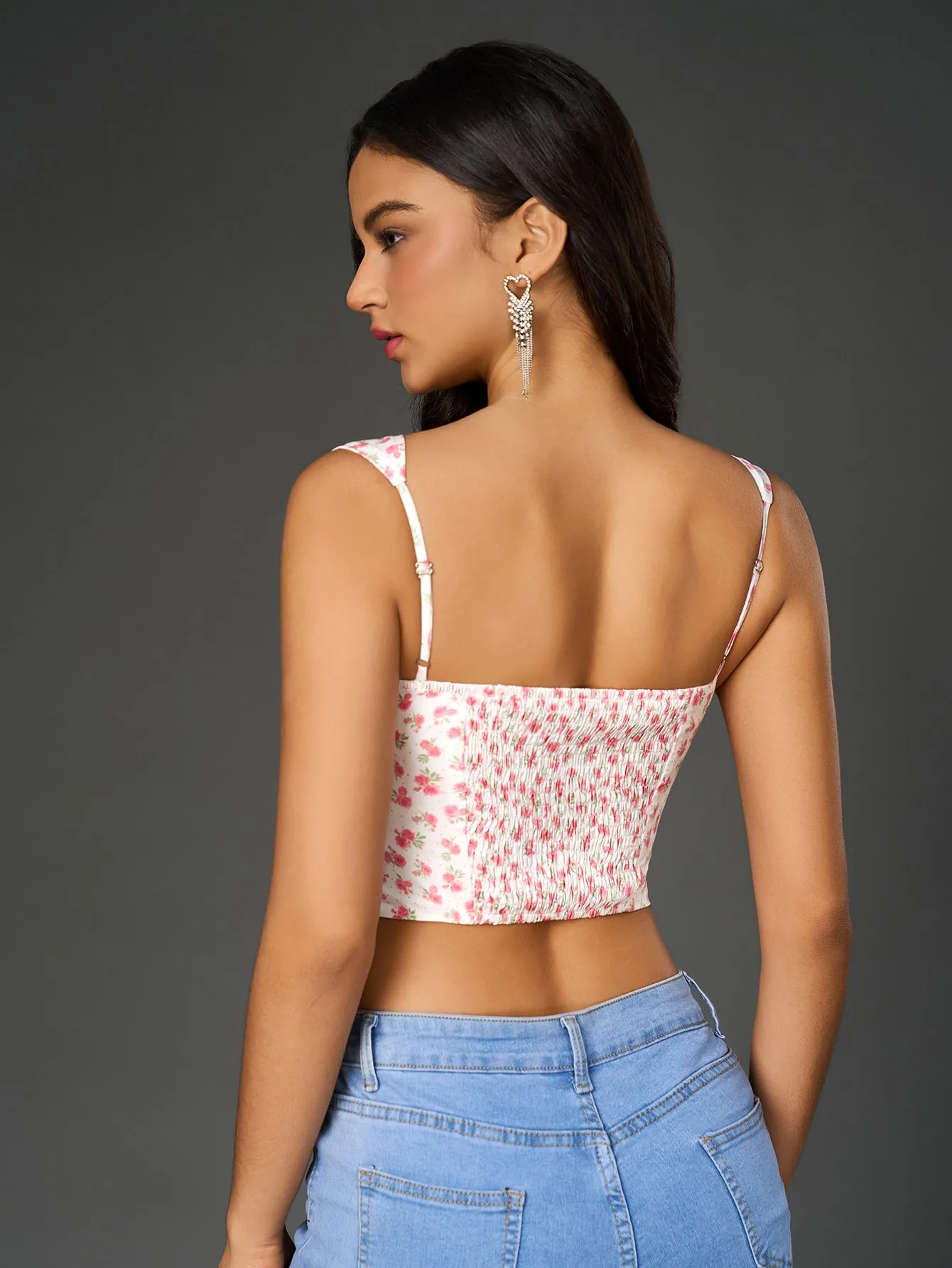 Ruched Bust Floral Print Crop Top sold by Parthea Fashion product image thumbnail 2