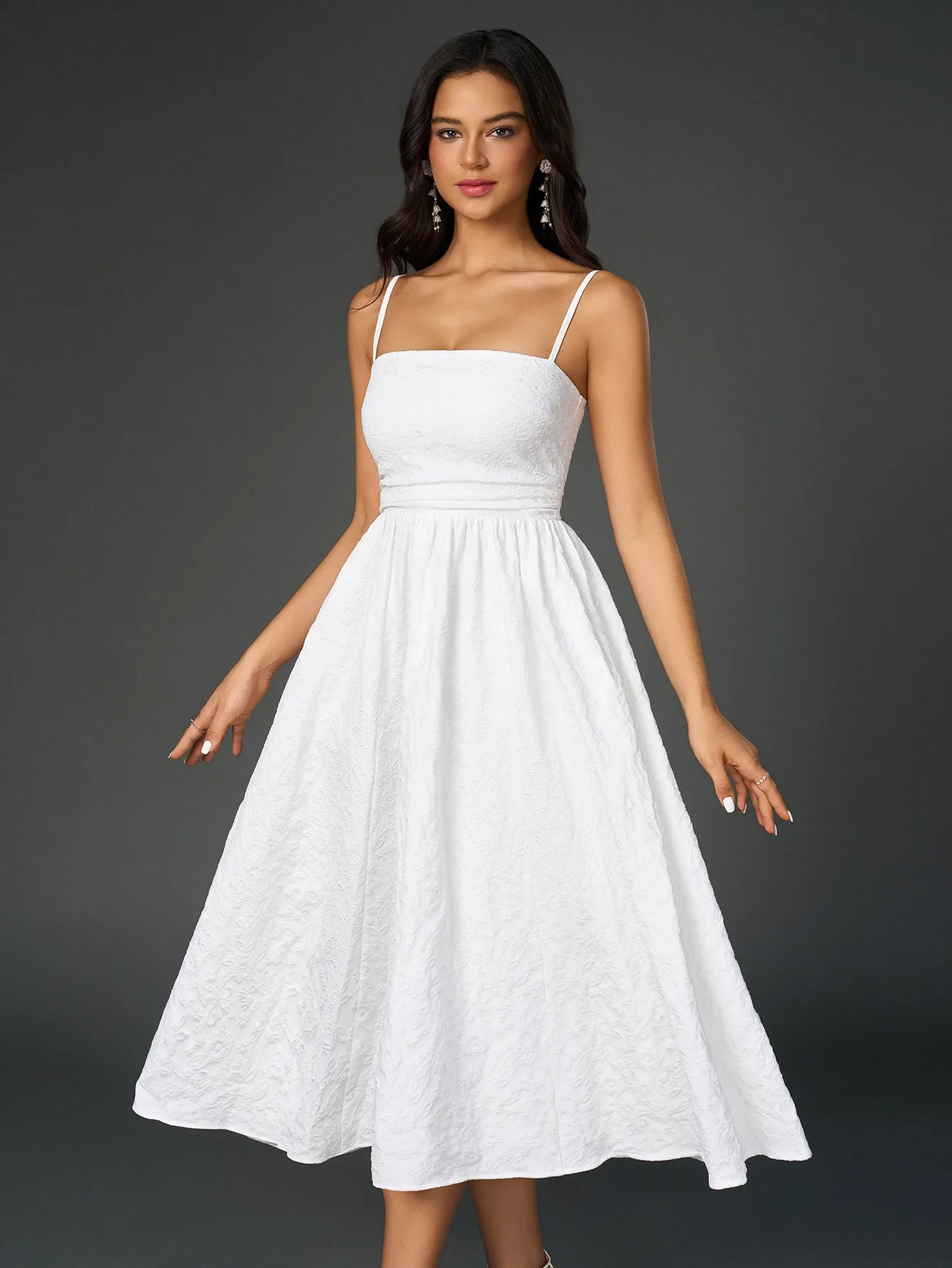 Crisscross Back Jacquard Solid Cami Dress sold by Parthea Fashion product image thumbnail 3