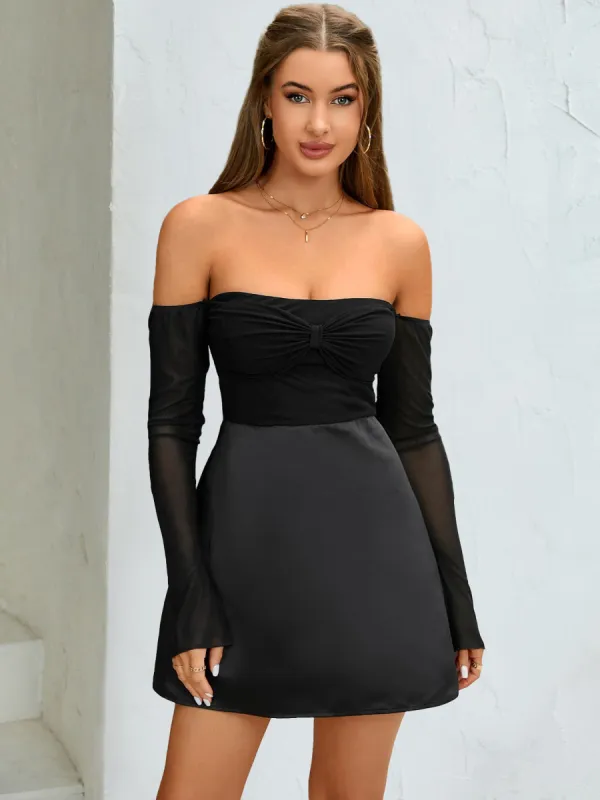 Off Shoulder Crisscross Back Ruched Bust Dress sold by Parthea Fashion