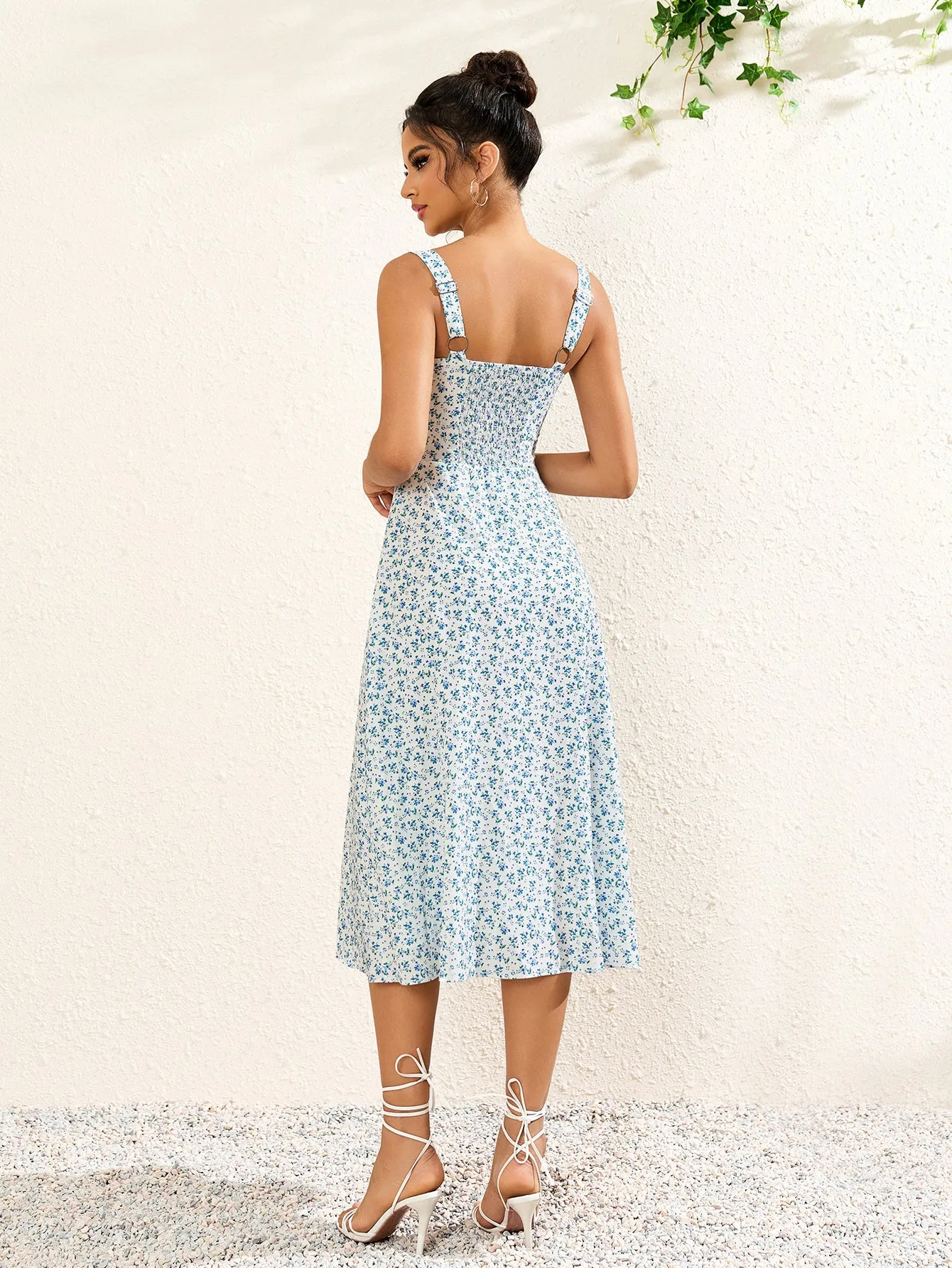 Button Bust Ruched Floral Print Midi Dress sold by Parthea Fashion product image thumbnail 2