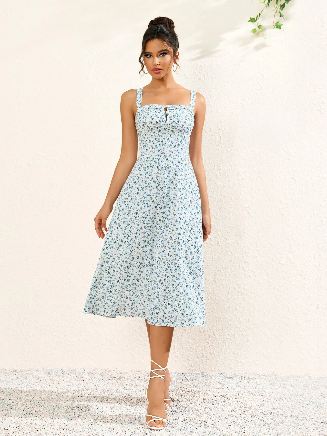 Button Bust Ruched Floral Print Midi Dress sold by Parthea Fashion product image thumbnail 5