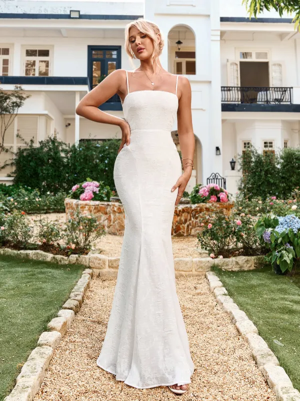 Crisscross Tie Back Embroidery Mermaid Hem Dress sold by Parthea Fashion