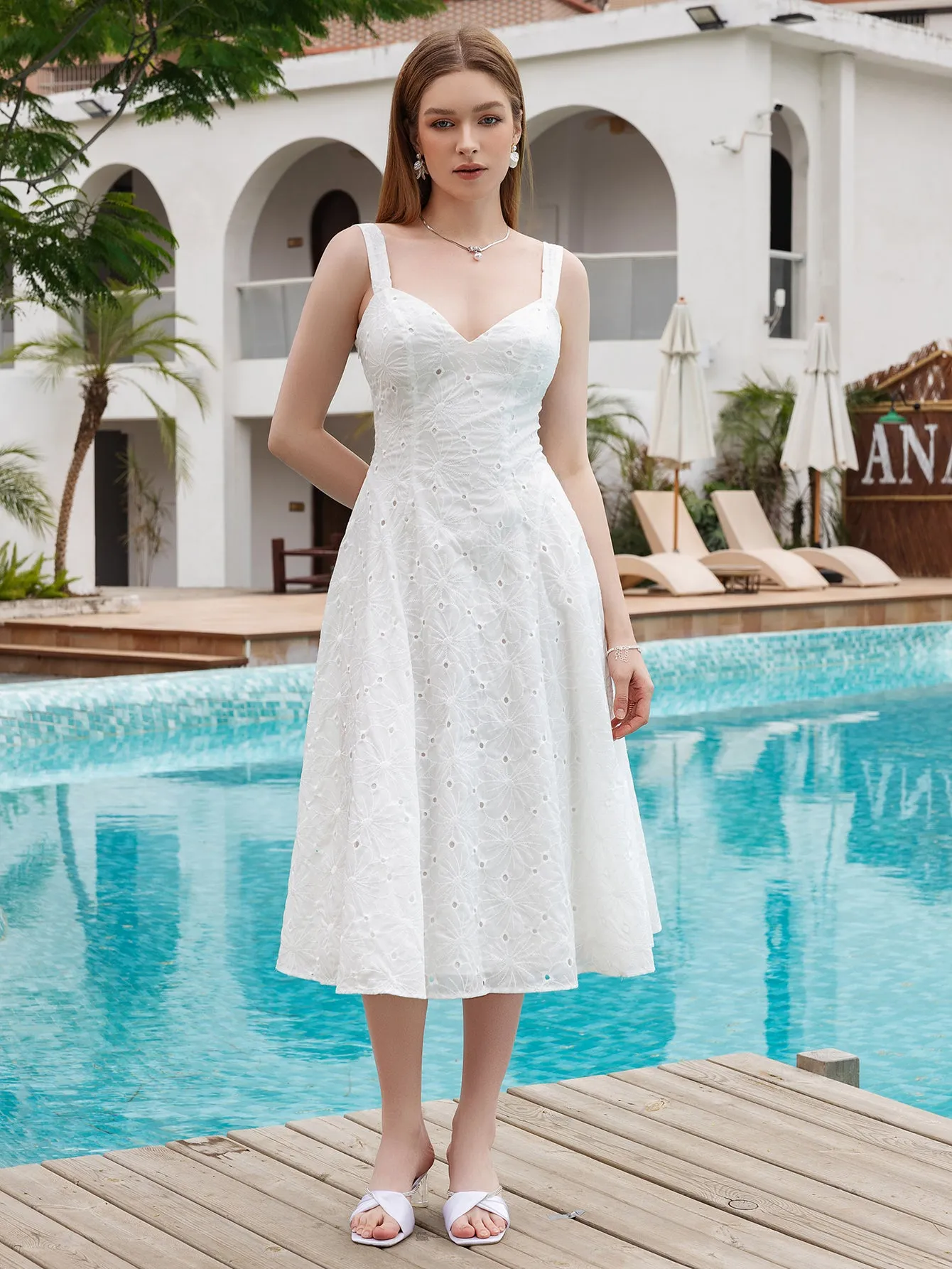 Jacquard V-Neck Tie Back Midi Dress sold by Parthea Fashion