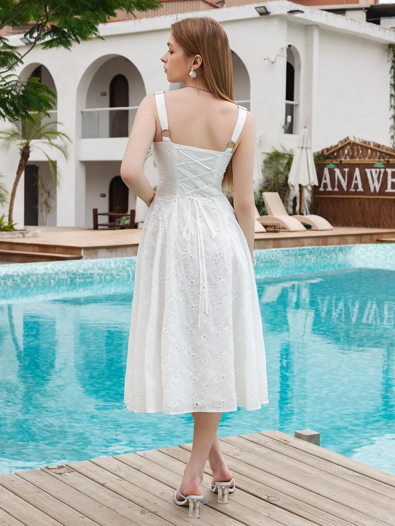 Jacquard V-Neck Tie Back Midi Dress sold by Parthea Fashion product image thumbnail 2