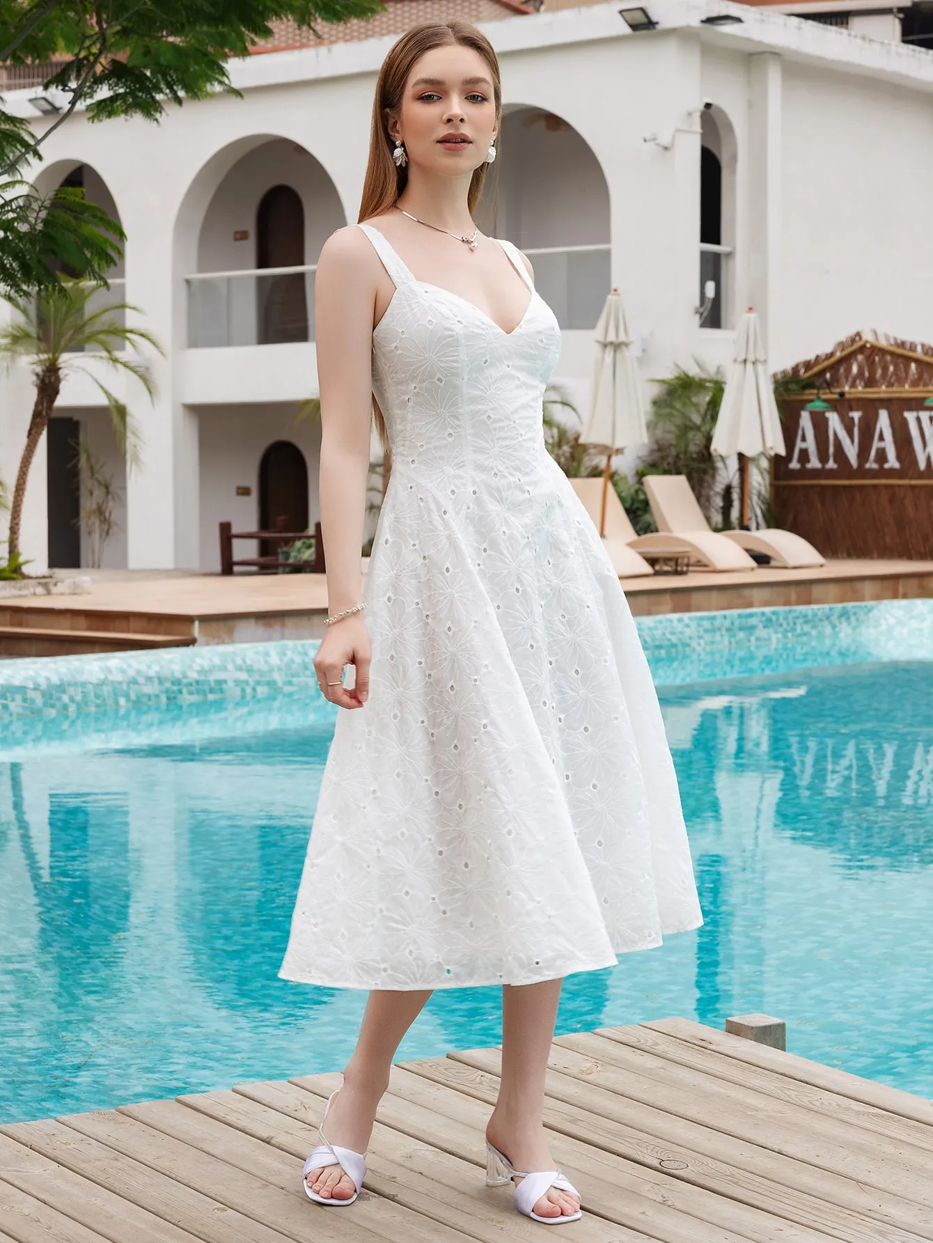 Jacquard V-Neck Tie Back Midi Dress sold by Parthea Fashion product image thumbnail 3