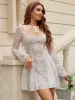 Flounce Sleeve Tie Front Lace Mini Dress sold by Parthea Fashion