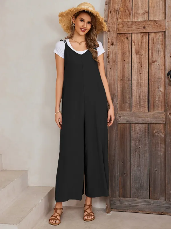 Tie Back Pocket Wide Legs Jumpsuit sold by Parthea Fashion
