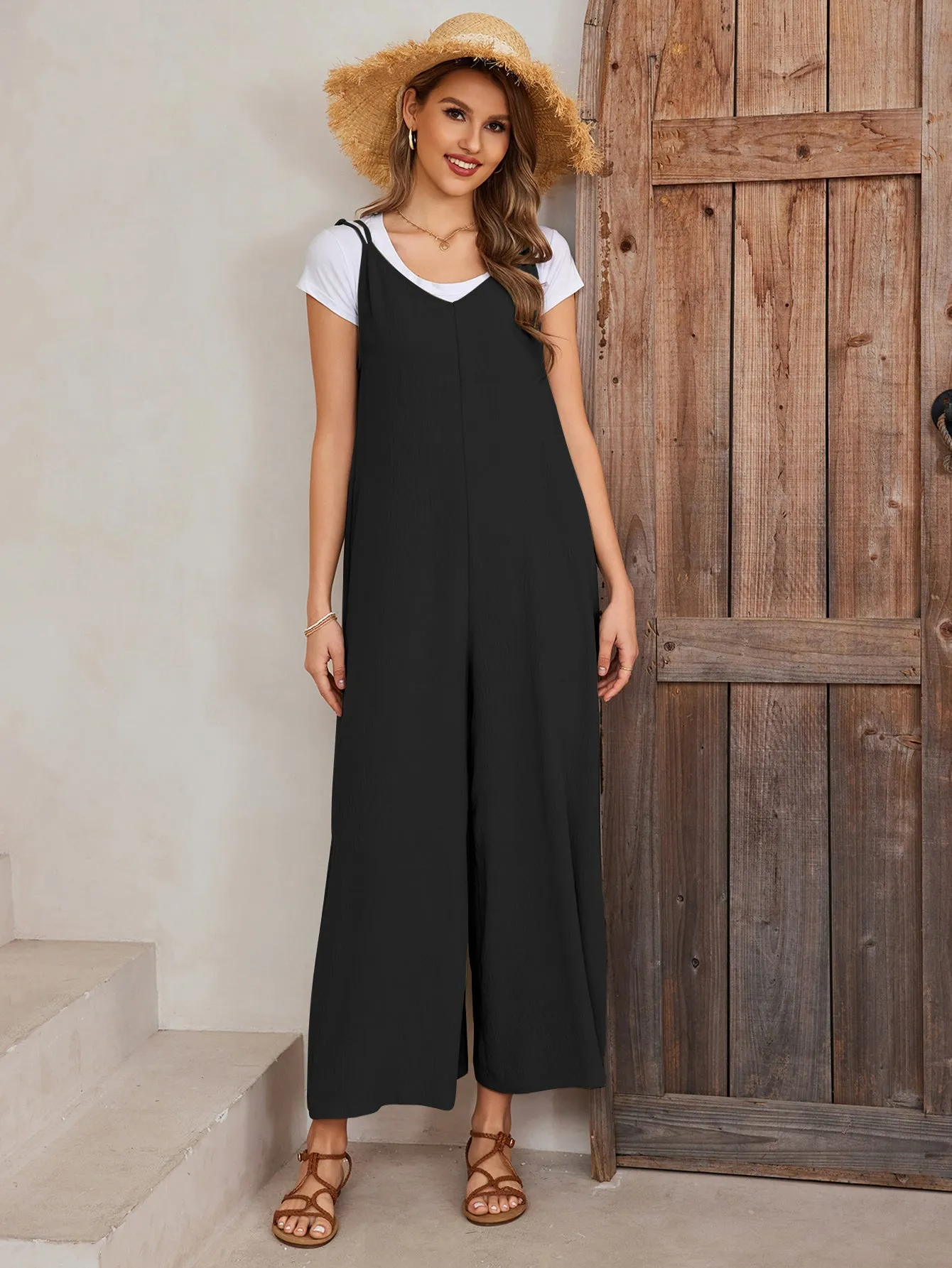 Tie Back Pocket Wide Legs Jumpsuit sold by Parthea Fashion
