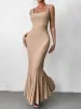 Backless Mermaid Hem Bodycon Solid Dress sold by Parthea Fashion