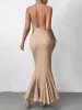 Backless Mermaid Hem Bodycon Solid Dress sold by Parthea Fashion