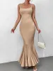 Backless Mermaid Hem Bodycon Solid Dress sold by Parthea Fashion