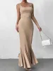 Backless Mermaid Hem Bodycon Solid Dress sold by Parthea Fashion
