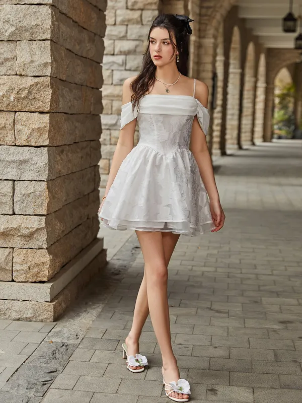 Off Shoulder Jacquard Crisscross Tie Back Cami Dress sold by Parthea Fashion