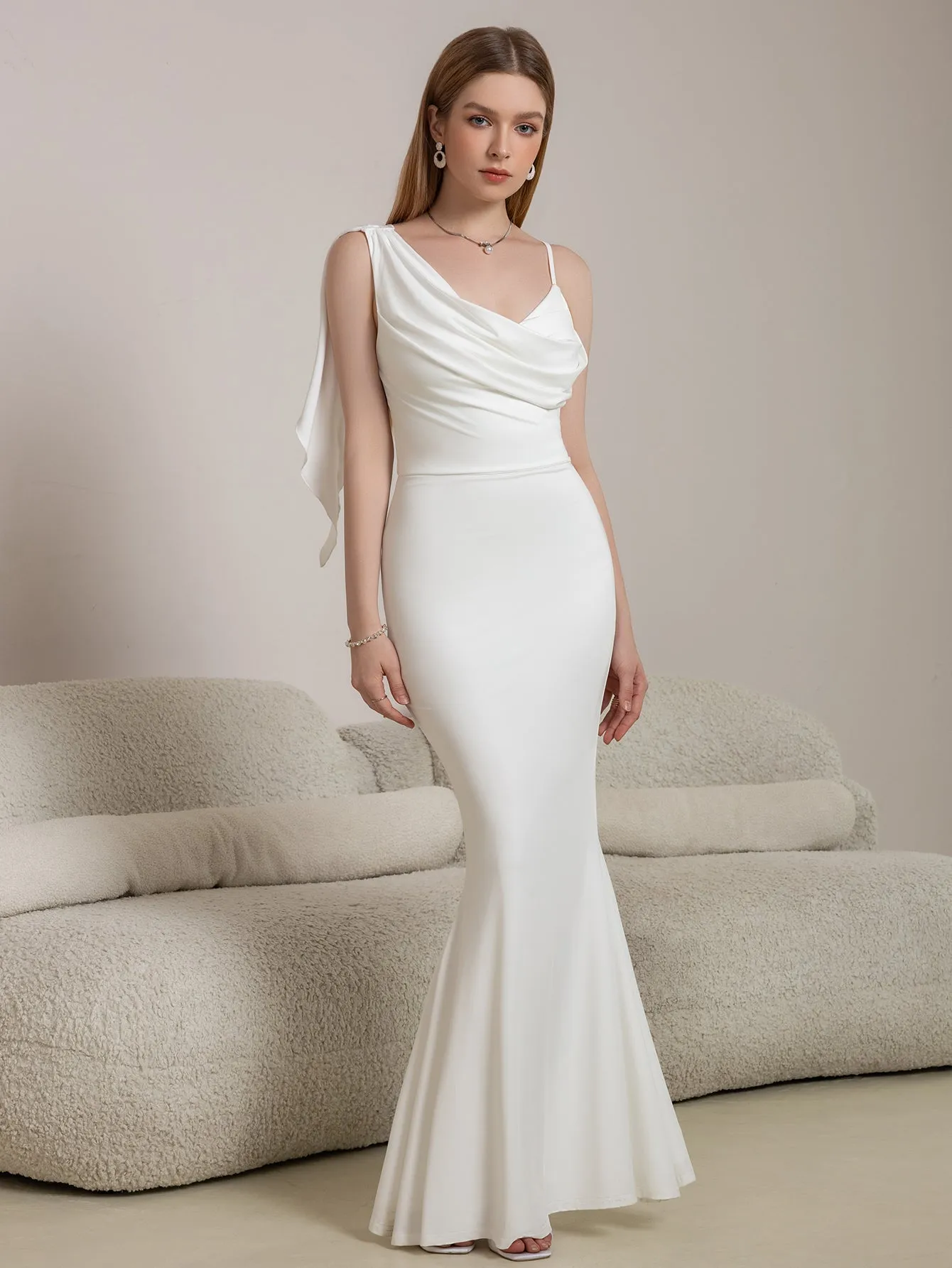 Ribbon Trim Ruched Mermaid Hem Prom Dress sold by Parthea Fashion product image thumbnail 3