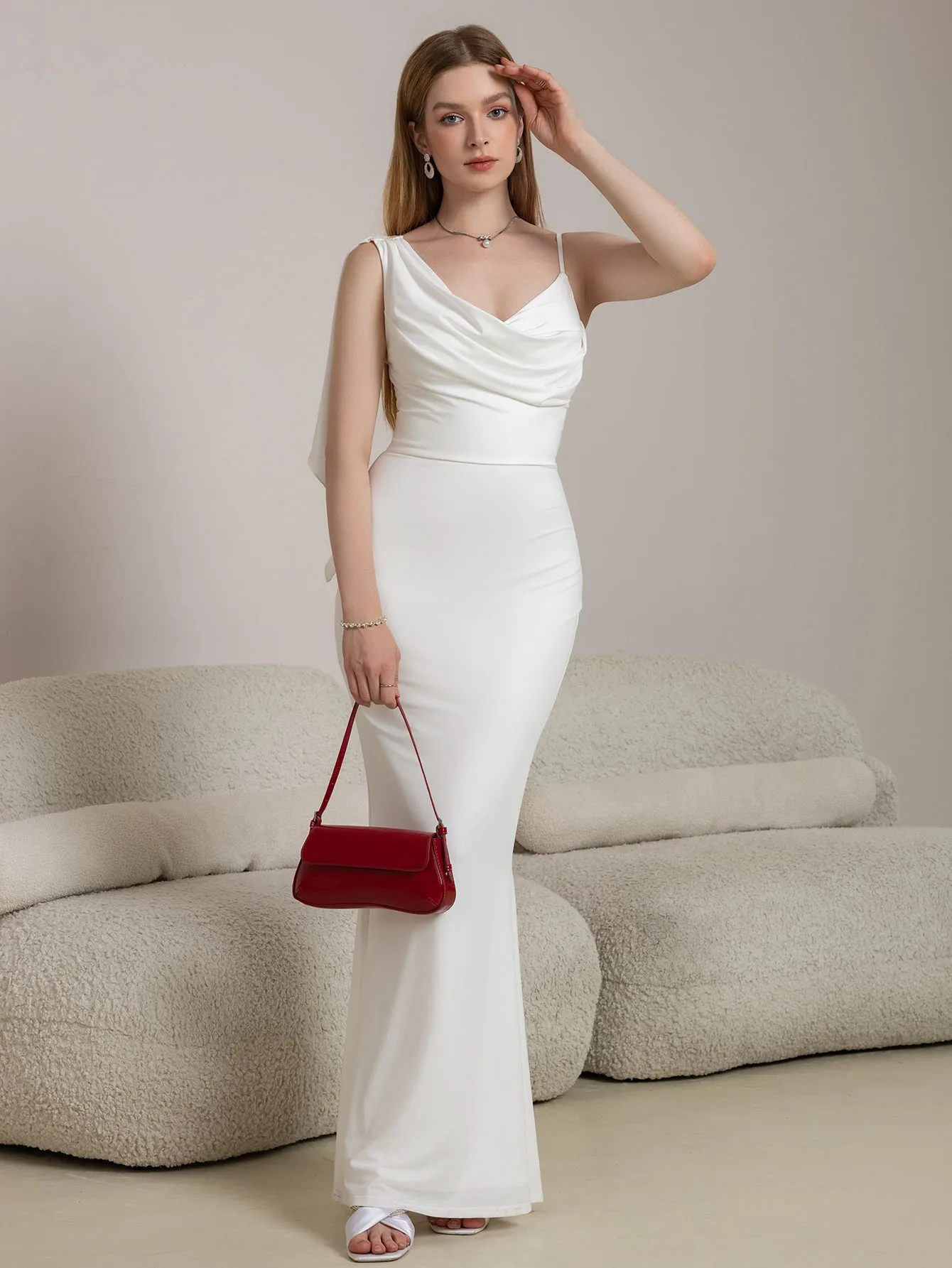 Ribbon Trim Ruched Mermaid Hem Prom Dress sold by Parthea Fashion product image thumbnail 4