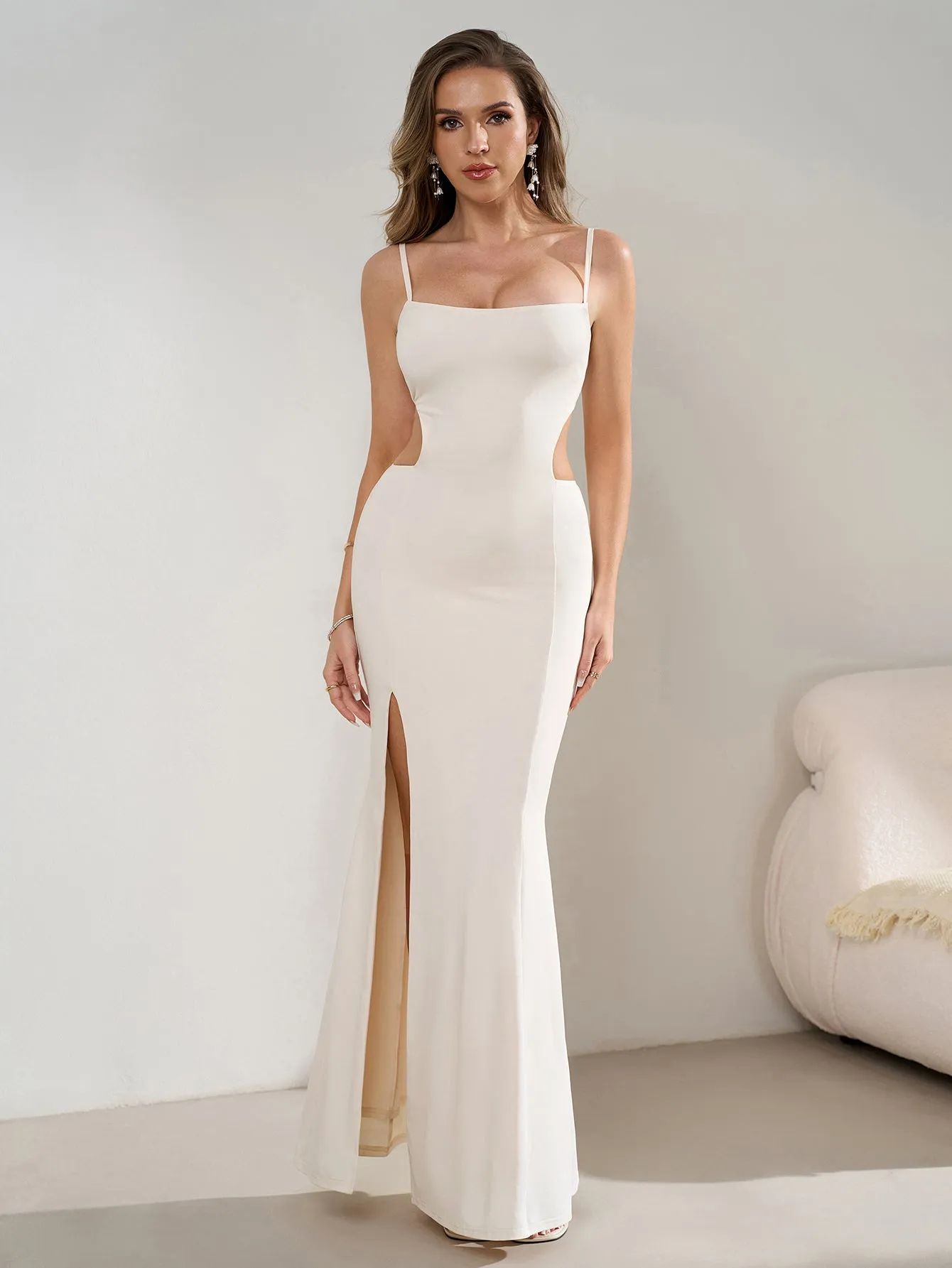 Cut Out Backless Split Thigh Mermaid Hem Cami Dress sold by Parthea Fashion product image thumbnail 5