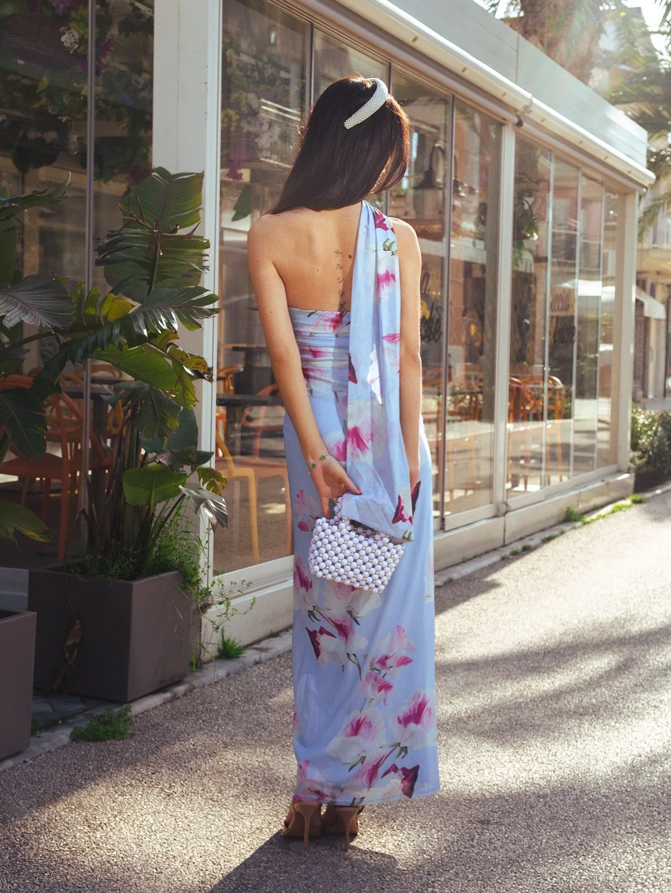 Halter Neck Ribbon Mesh Floral Print Tube Dress sold by Parthea Fashion product image thumbnail 2