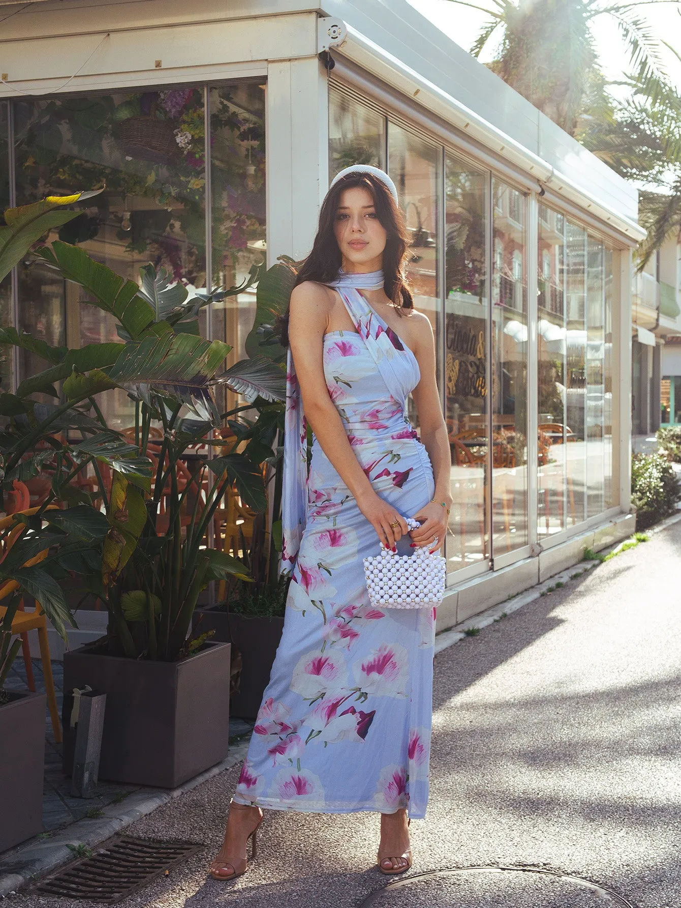 Halter Neck Ribbon Mesh Floral Print Tube Dress sold by Parthea Fashion product image thumbnail 5