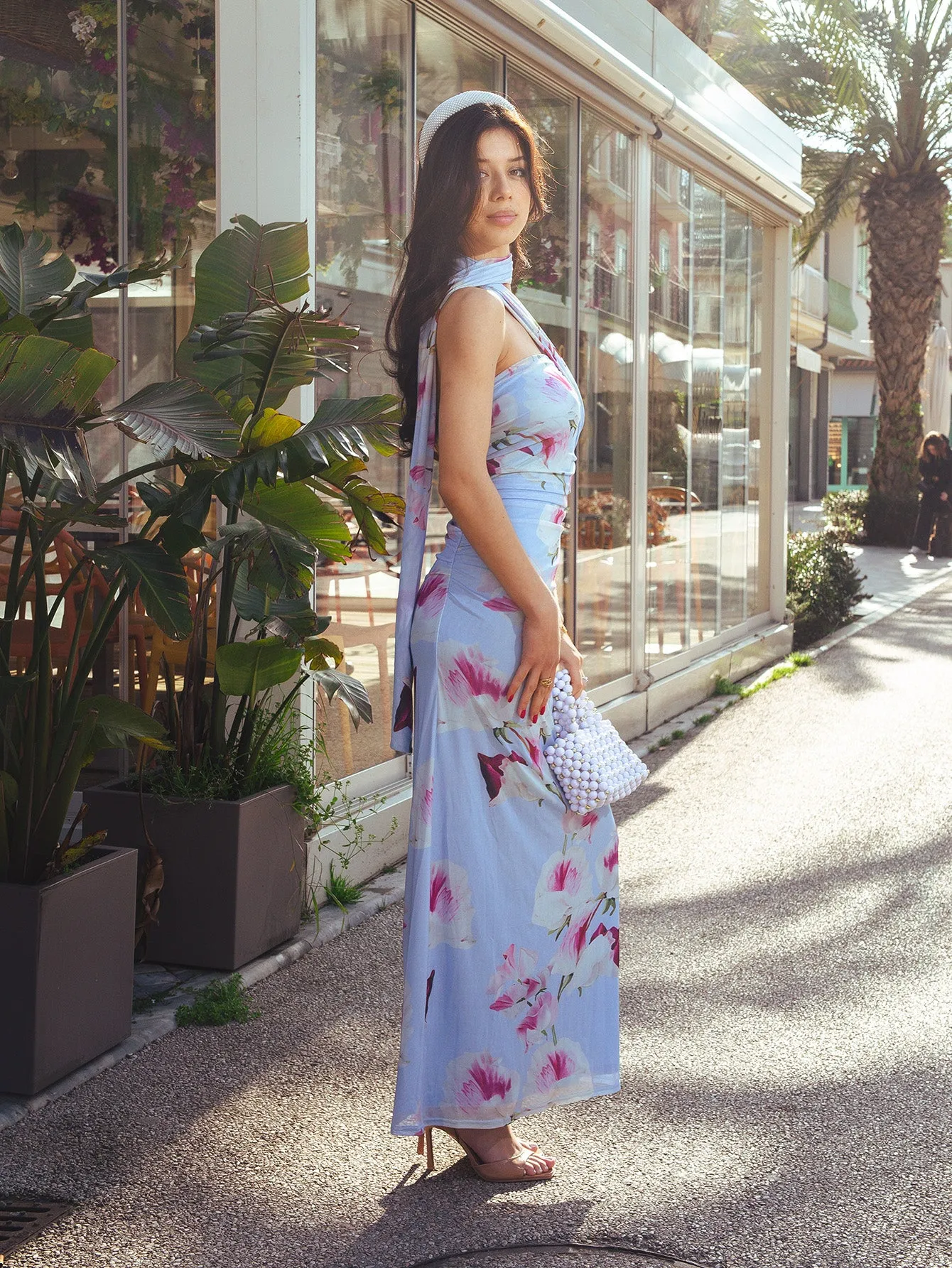 Halter Neck Ribbon Mesh Floral Print Tube Dress sold by Parthea Fashion product image thumbnail 3